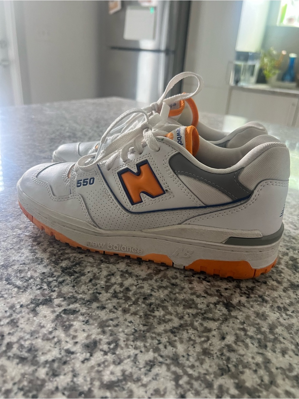 New Balance 550 White & Orange Athletic Sneakers